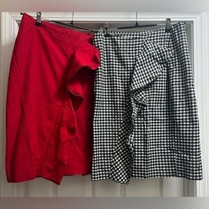 Who What Wear Asymmetrical Red and Black Gingham Skirt Set